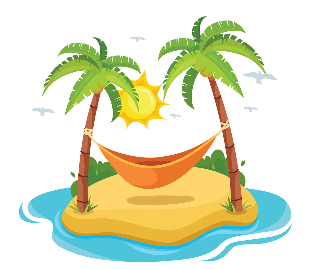 1136x936 Hammock Between Two Coconut Trees On The Beach Vector Art