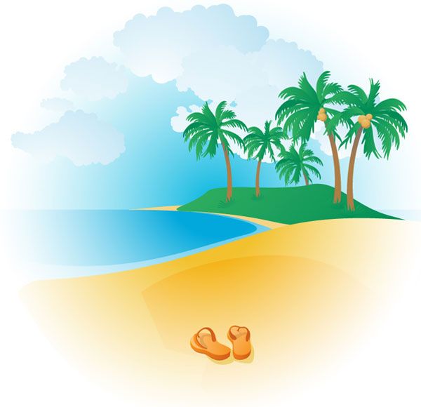 600x580 Free Tropical Beach Vector Cool Vector Beach Clipart