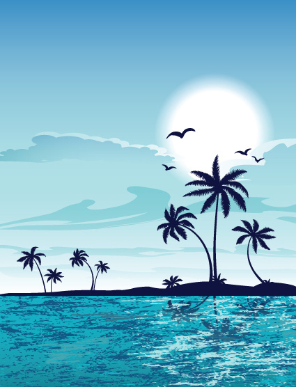 425x556 Summer Beach Elements Vector Backgrounds Art Free Vector