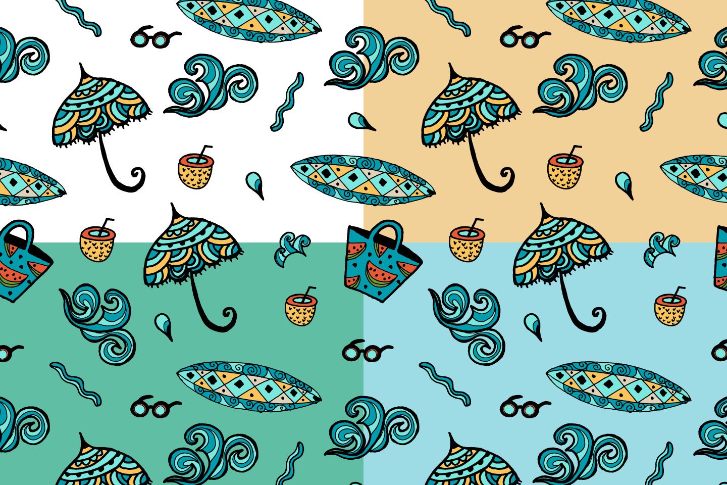 1440x960 Beach Vector Free Pattern