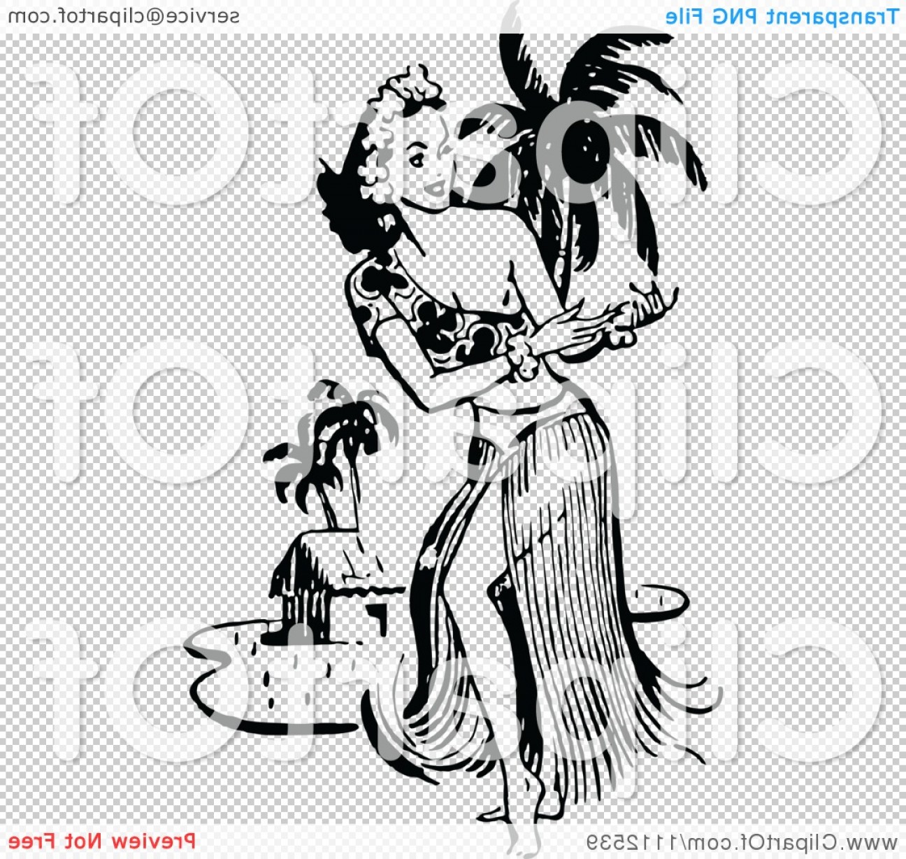 1296x1228 Retro Black And White Hawaiian Hula Dancer Near A Beach Hut