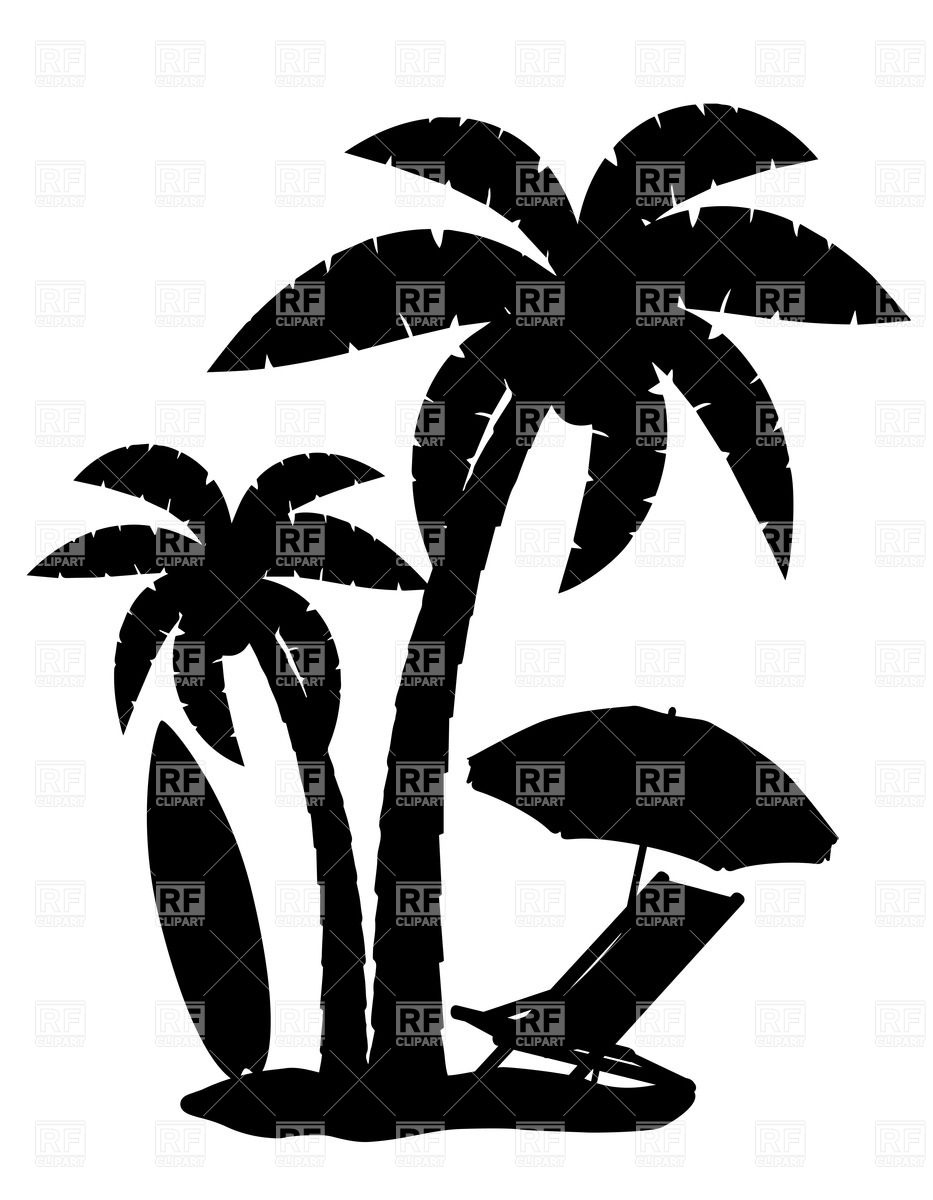 Silhouette Of Palm Trees, Chaise Longue And Sunshade 933x1200 Silhouette Of Palm Trees, Chaise Longue And Sunshade