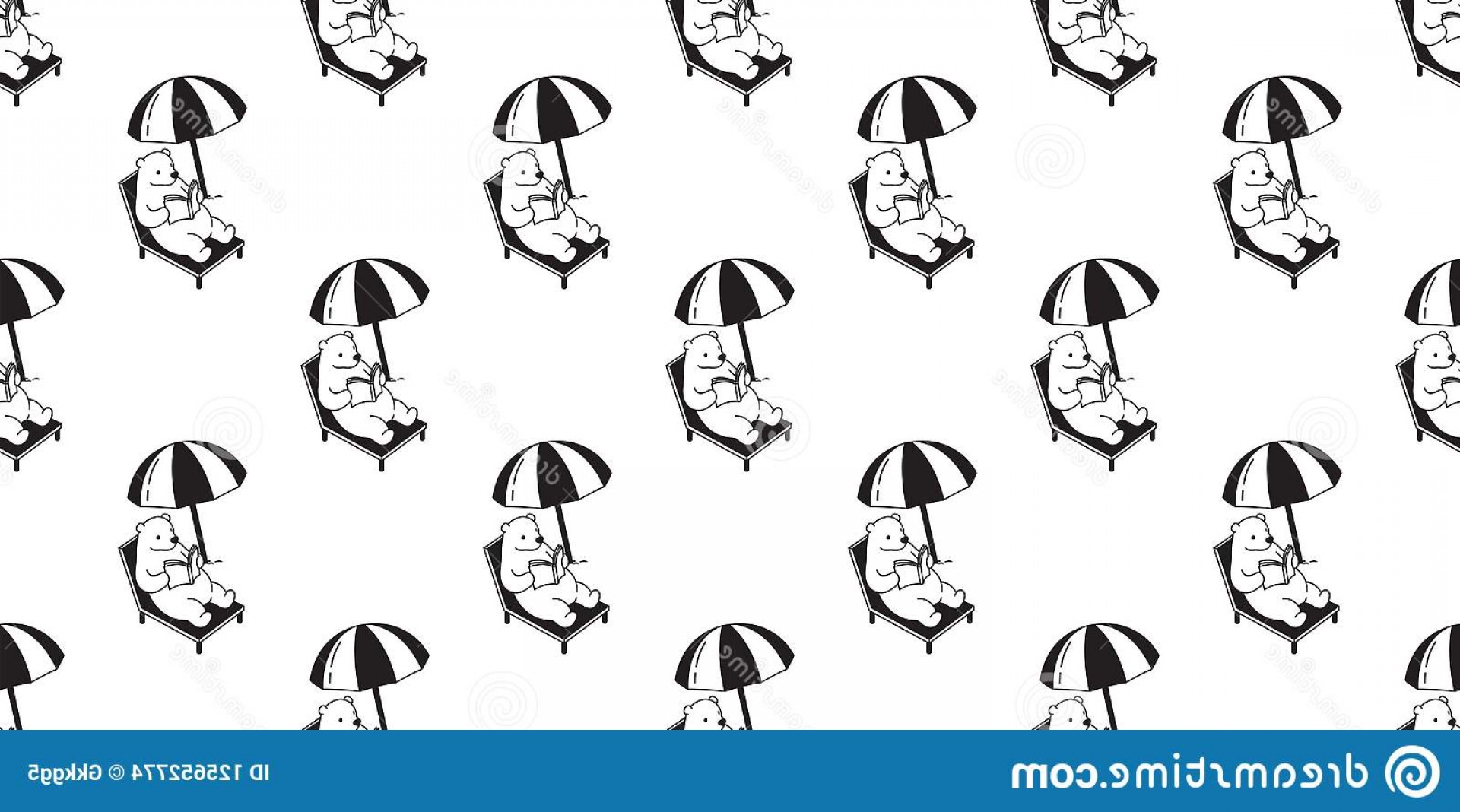 1920x1068 Bear Seamless Pattern Polar Bear Vector Isolated Tropical Beach