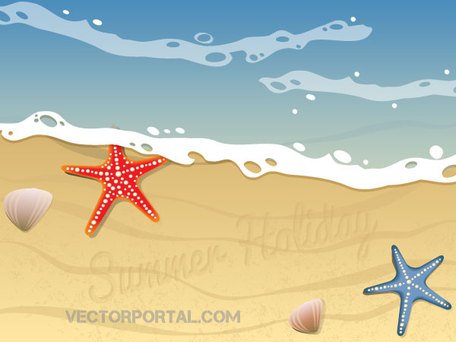 456x342 Free Summer Beach Vector Background Design With Starfish