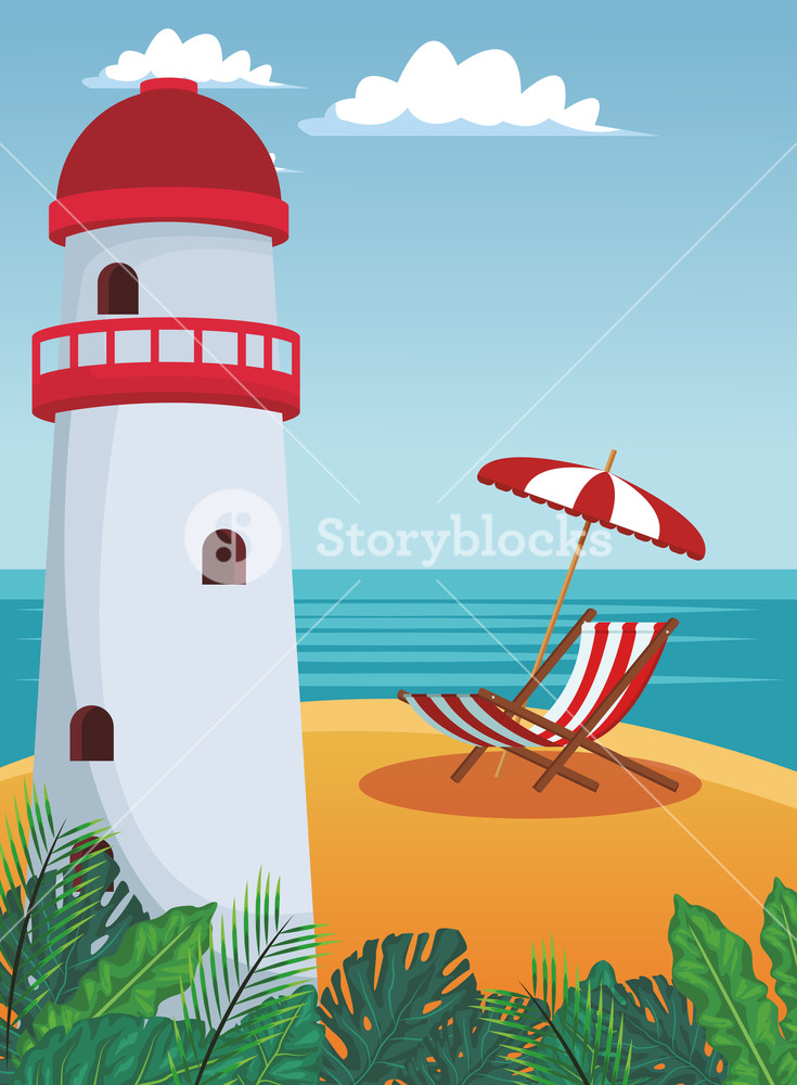 735x1000 Lighthouse And Sunchair