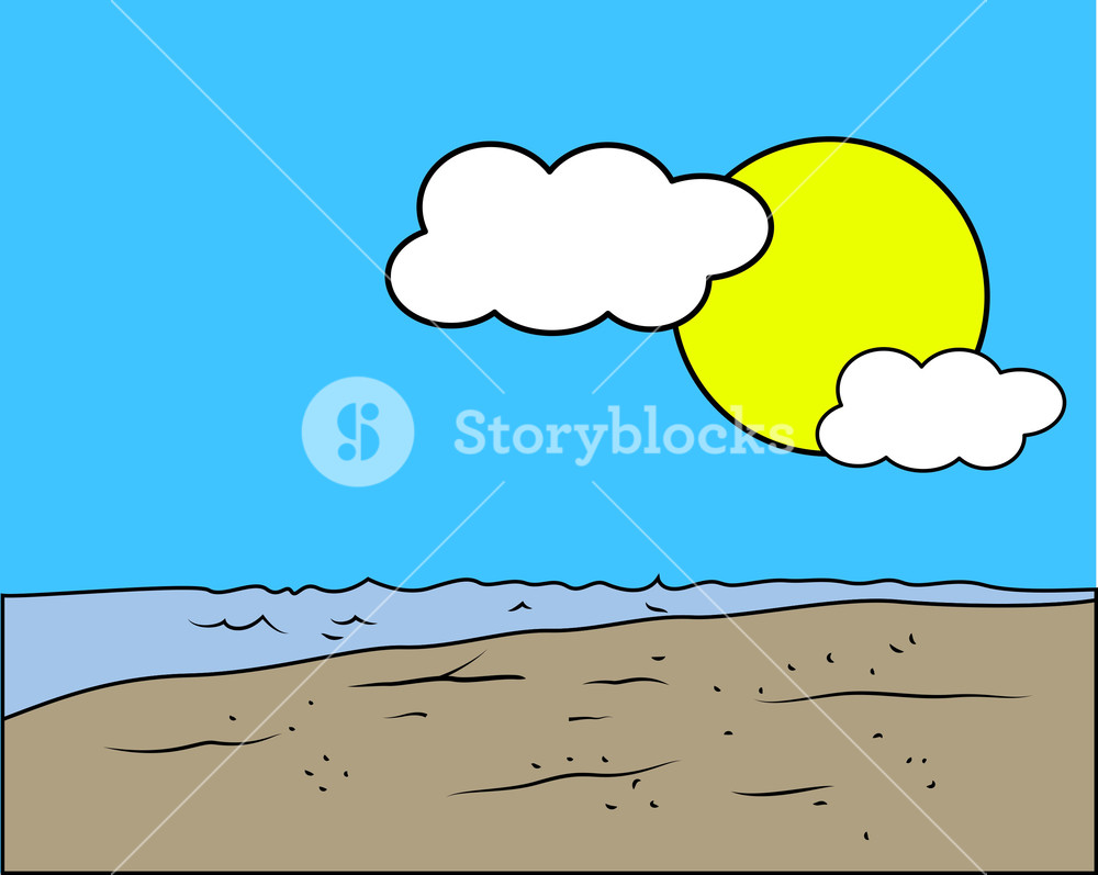 1000x797 Sea Beach Vector Landscape Royalty Free Stock Image