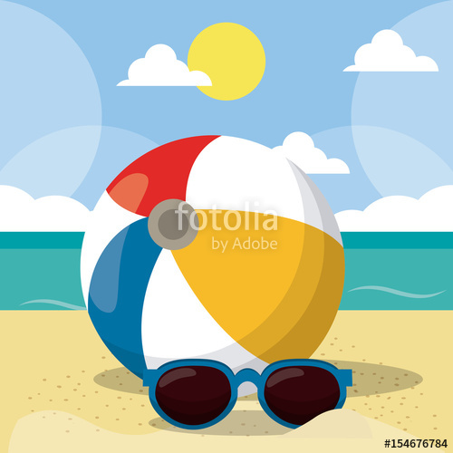 500x500 Summer Beach Vector Design In The Seashore With Beach Umbrella