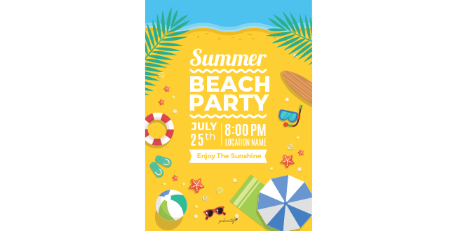 660x330 Template Of Party Poster On The Beach Vector Free Vectors
