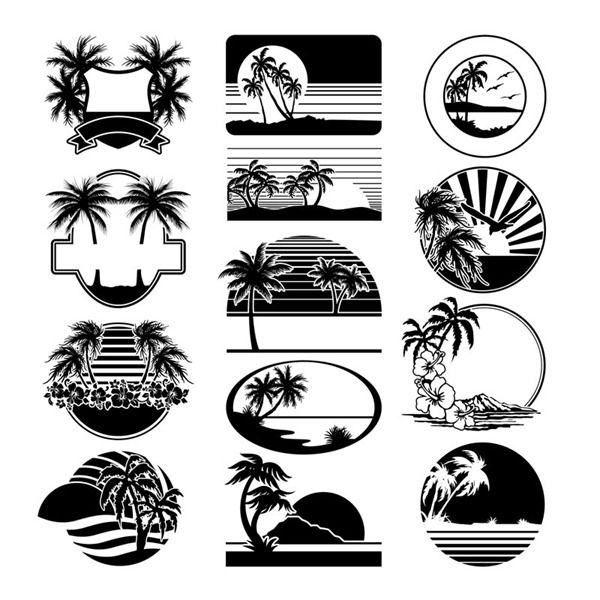 600x600 Casual Beach Silhouette Label
