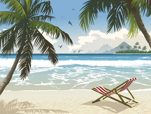 500x376 Elements Of Tropical Beach Background Vector Art Free