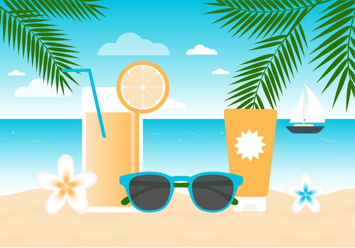 700x490 Free Flat Summer Beach Vector Background