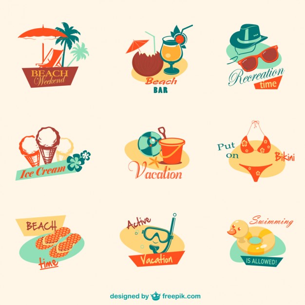 626x626 Retro Summer Beach Graphics Vector Free Download