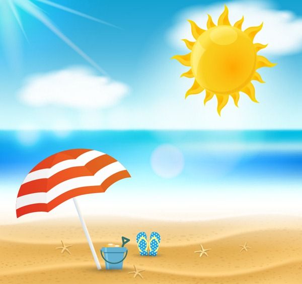 600x565 Summer Vacation Beach Vector Graphics Cartoon Background