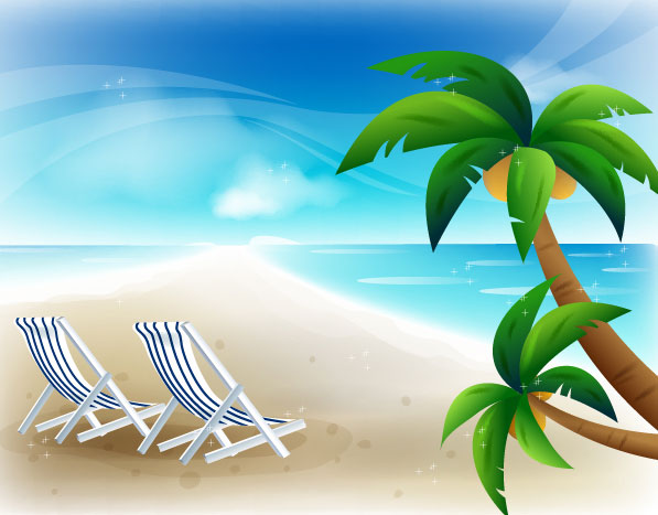 597x467 Beach Chairs Beach Landscape Vector Graphics Download Over