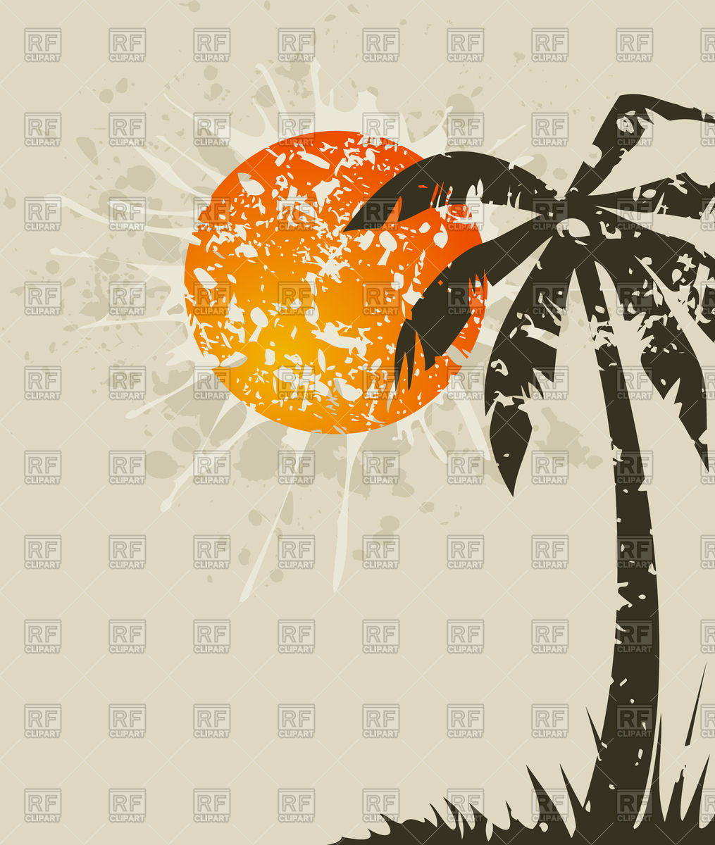 1015x1200 Beach Retro Card With Palm Tree And Sun Vector Image Of Travel