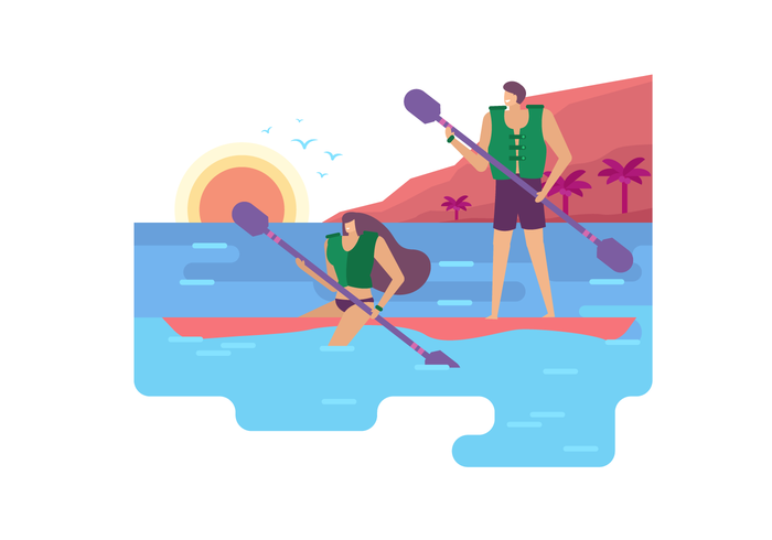 Summertime Activity At Beach Vector Flat Illustration 700x490 Summertime Activity At Beach Vector Flat Illustration