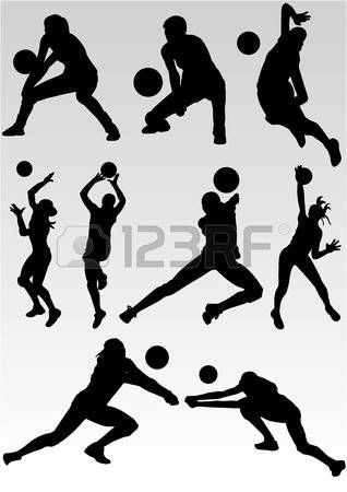 318x450 Volleyball Vector Of Playing Volleyball Silhouette Art