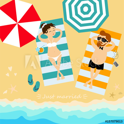 Fun Greeting Card Groom And Bride Relax On The Beach Wedding 500x500 Fun Greeting Card Groom And Bride Relax On The Beach Wedding