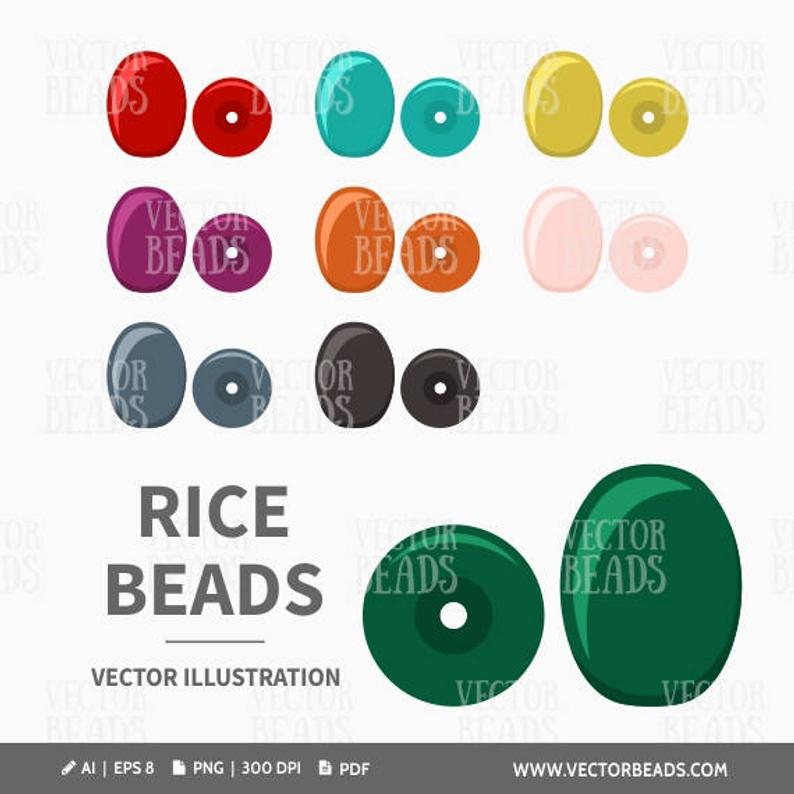 794x794 Clipart Set Of Czech Rice Beads Beads Vector Graphics Etsy