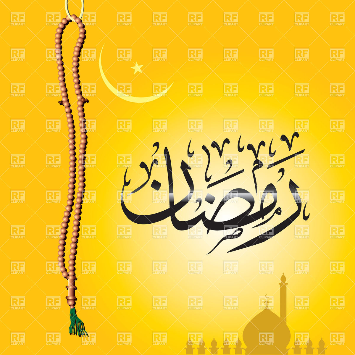 1200x1200 Arabic Yellow Calligraphic Pattern With Beads Vector Image