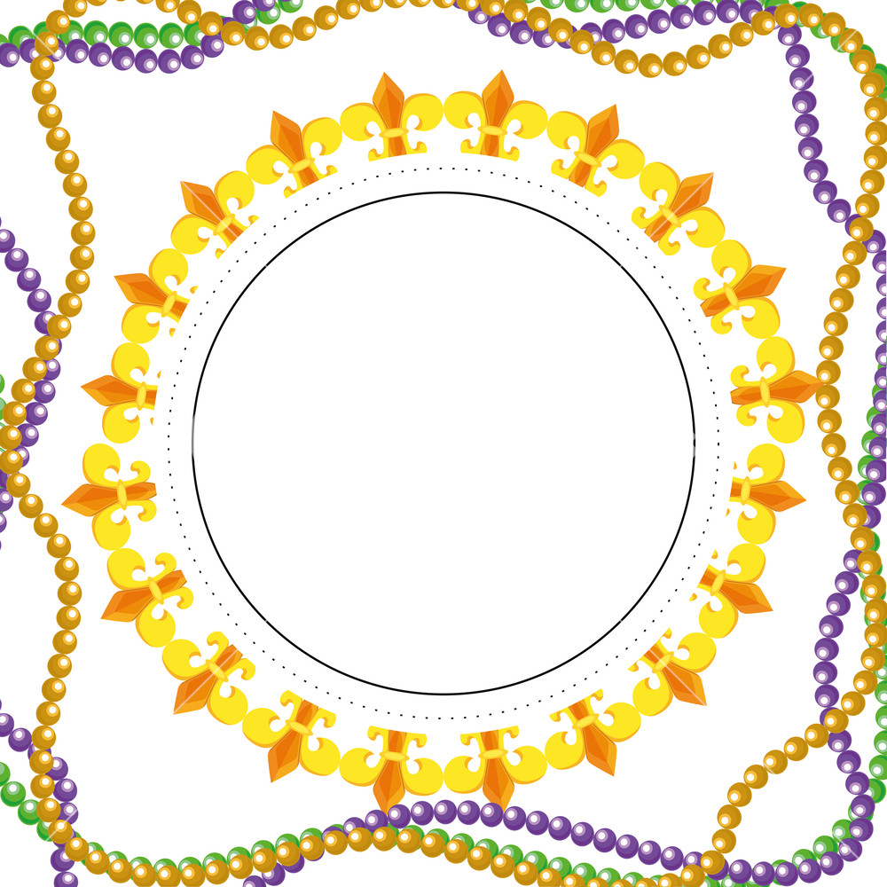 1000x1000 Fleur De Lis Frame Round Decoration And Beads Vector Illustration