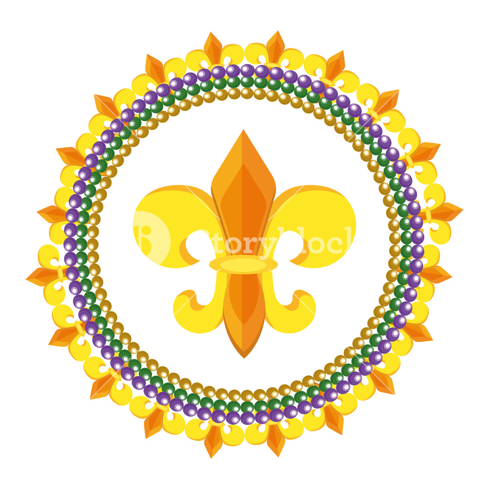 1000x1000 Fleur De Lis Icon And Frame Decoration With Beads Vector