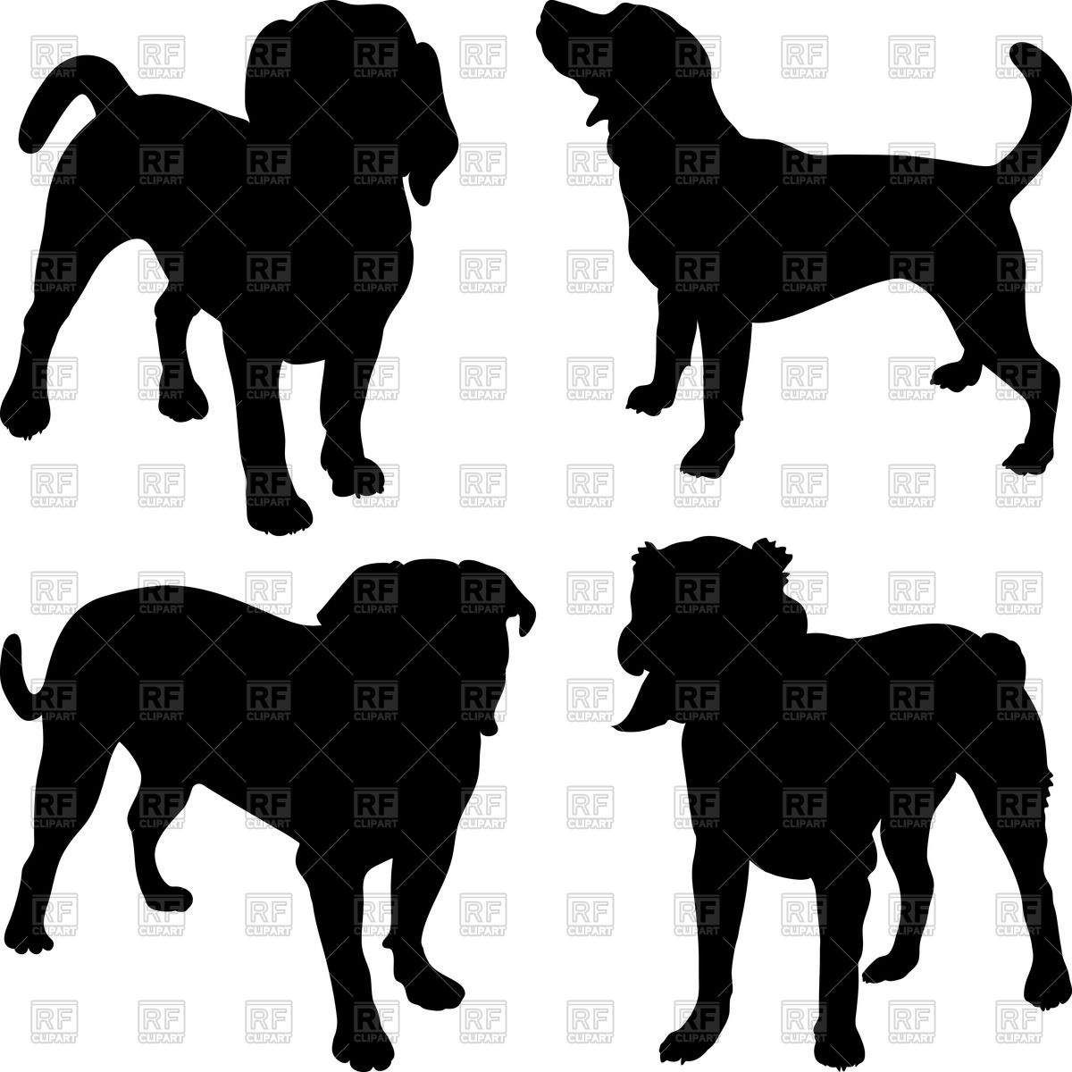 Silhouettes Of Dogs Beagle, Mastiff, Central Asian Shepherd 1200x1200 Silhouettes Of Dogs Beagle, Mastiff, Central Asian Shepherd