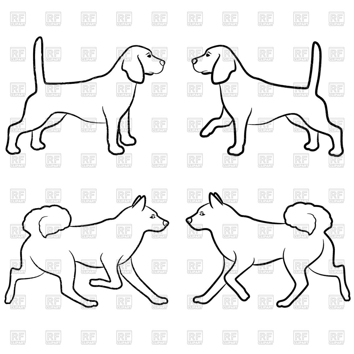 1200x1200 Set Of Dogs Outline