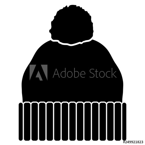 500x500 Simple Black And White Puff Ball Stocking Cap Beanie Hat Vector
