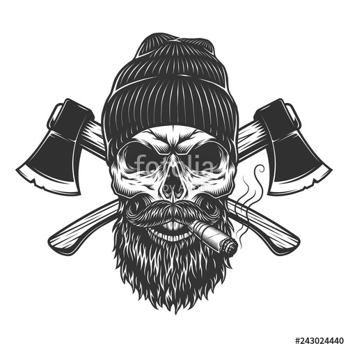 500x500 Vintage Lumberjack Skull In Beanie Hat Stock Image And Royalty