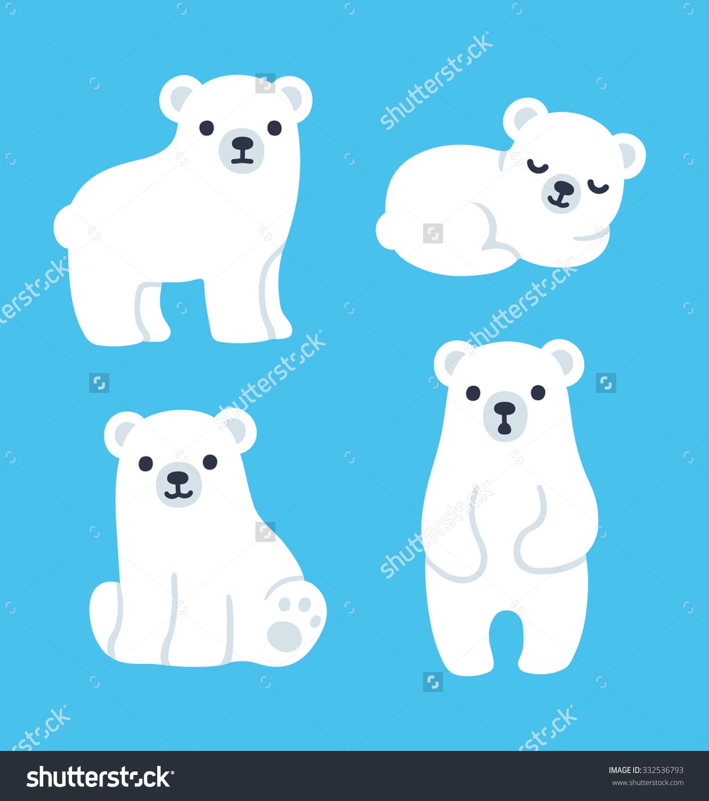 Cute Cartoon Polar Bear Cubs Collection Simple, Modern Style 1416x1600 Cute Cartoon Polar Bear Cubs Collection Simple, Modern Style