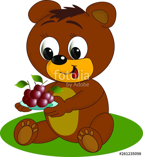 Vector Illustration Of A Red Bear With Berries On A White 458x500 Vector Illustration Of A Red Bear With Berries On A White