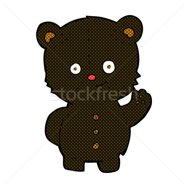 Comic Cartoon Waving Black Bear Cub Vector Illustration 600x600 Comic Cartoon Waving Black Bear Cub Vector Illustration