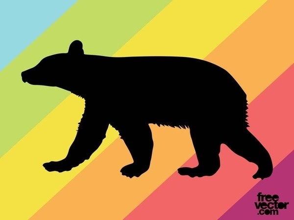 Bear Cub Silhouette Free Vector 600x448 Bear Cub Silhouette Free Vector