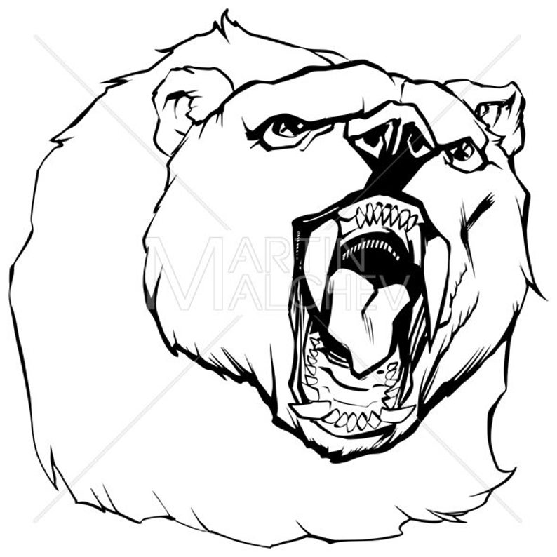 794x794 Bear Head Vector Cartoon Illustration Grizzly Russian Etsy