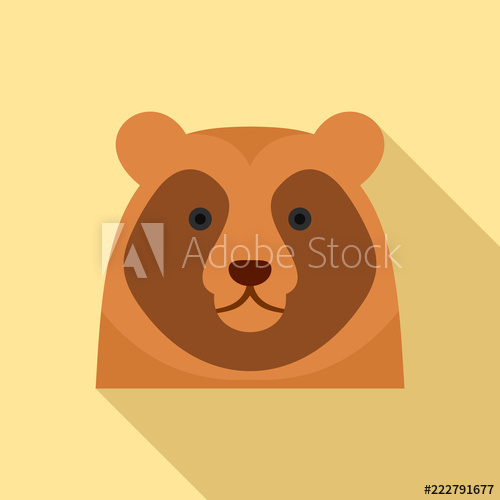 500x500 Cute Bear Head Icon Flat Illustration Of Cute Bear Head Vector