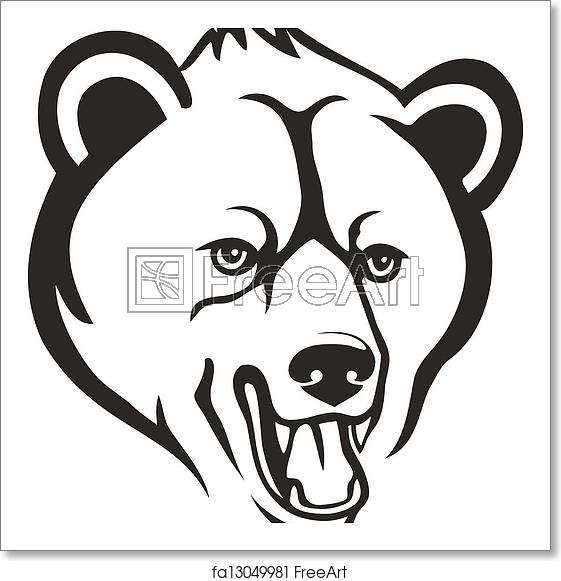 561x581 Free Art Print Of Bear Head Vector Illustration Of Tribal Grizzly
