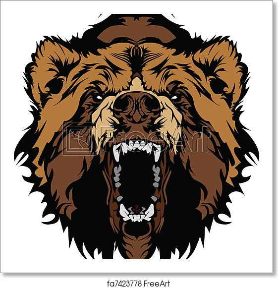 561x581 Free Art Print Of Grizzly Bear Mascot Head Vector Gra Graphic