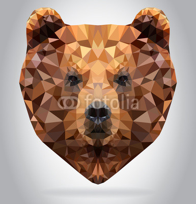 385x400 Grizzly Bear Head Vector Isolated Geometric Illustration