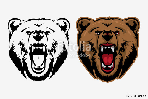 500x334 Grizzly Bear Mascot Head Vector Graphic Animal Stock Image