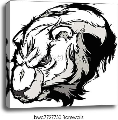 382x390 Polar Bear Mascot Head Vector Carto, Canvas Print Barewalls