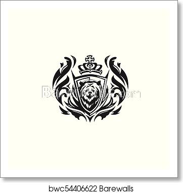 362x382 Black And White Bear Logo Vector Illustration, Art Print