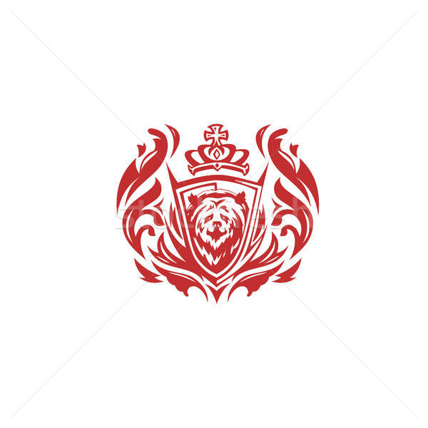 600x600 Minimal Red Bear Logo Vector Illustration Vector Illustration