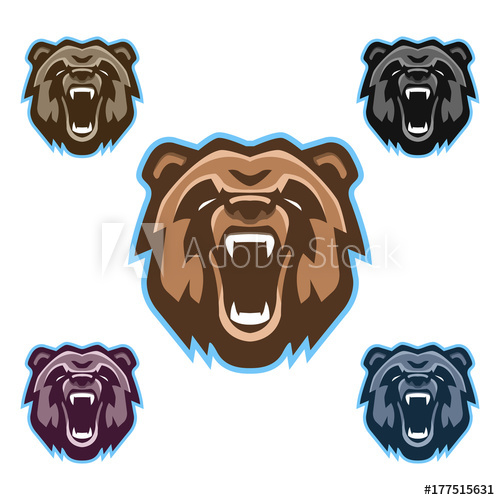 500x500 Bear Mascot, Chevron, Sticker, Logo Vector Illustration