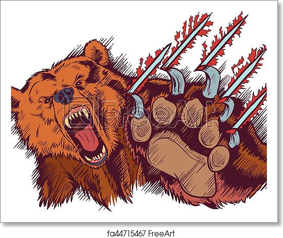 560x470 Free Art Print Of Brown Bear Mascot Slashing Or Clawing Vector