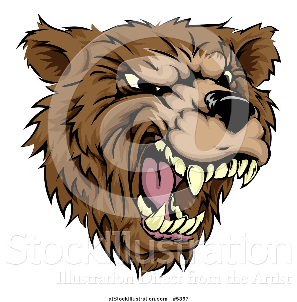1024x1044 Vector Illustration Of A Roaring Aggressive Bear Mascot Head