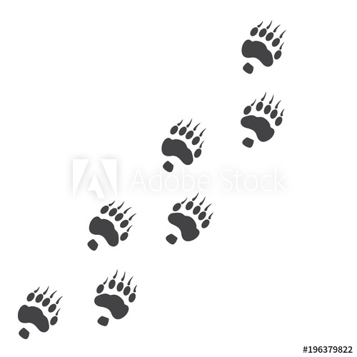 500x500 Vector Illustration Bear Paw Prints Track Logo Black On White