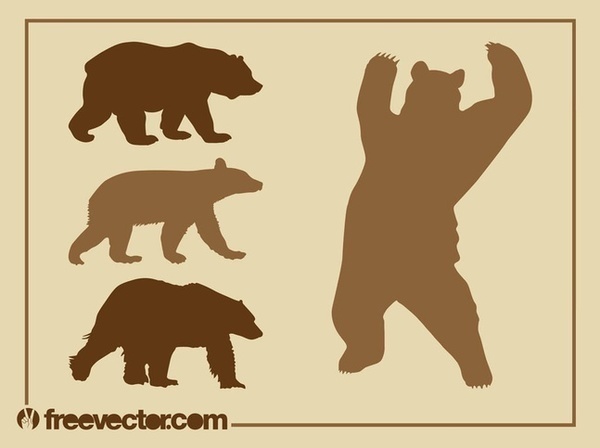 600x448 Bear Silhouettes Set Free Vector Free Vectors Ui Download