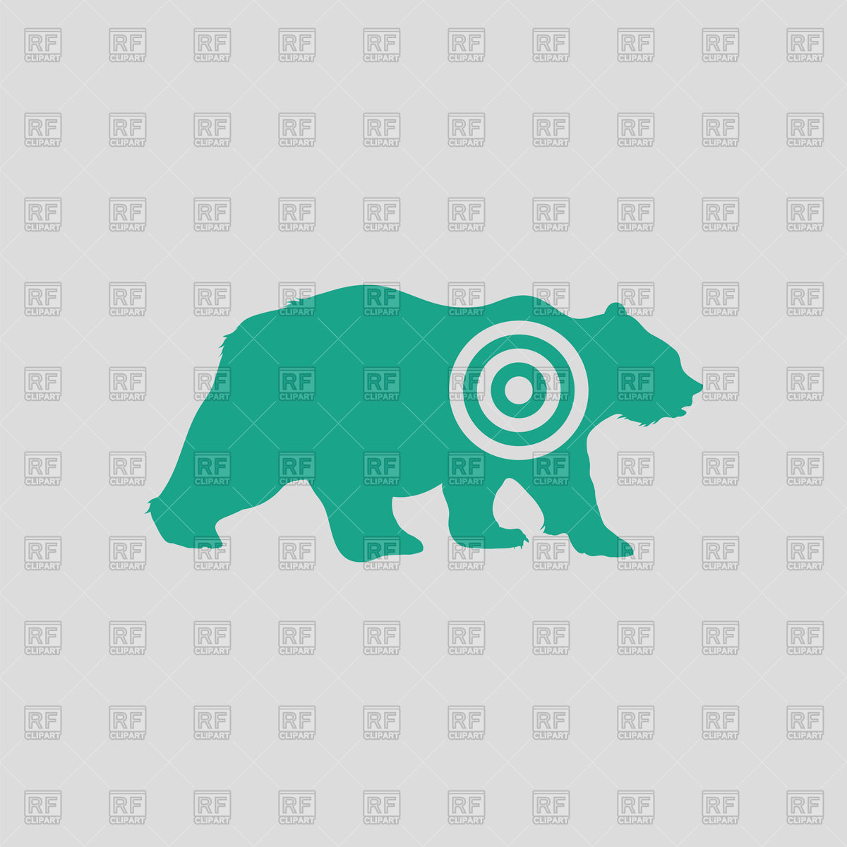 1200x1200 Bear Silhouette With Target Icon On Gray Background Vector Image