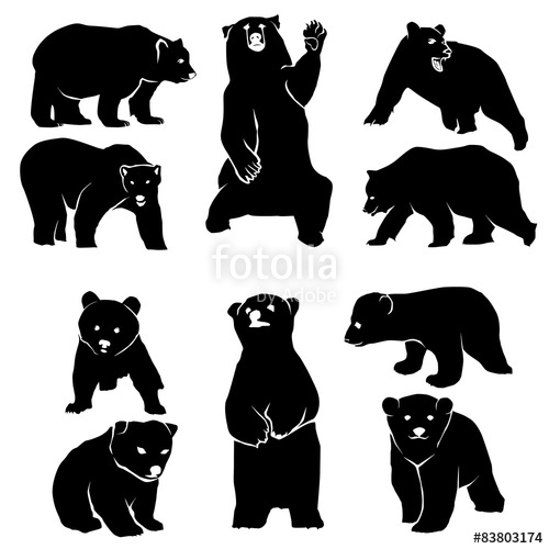 500x500 Bear Silhouette Pack Stock Image And Royalty Free Vector